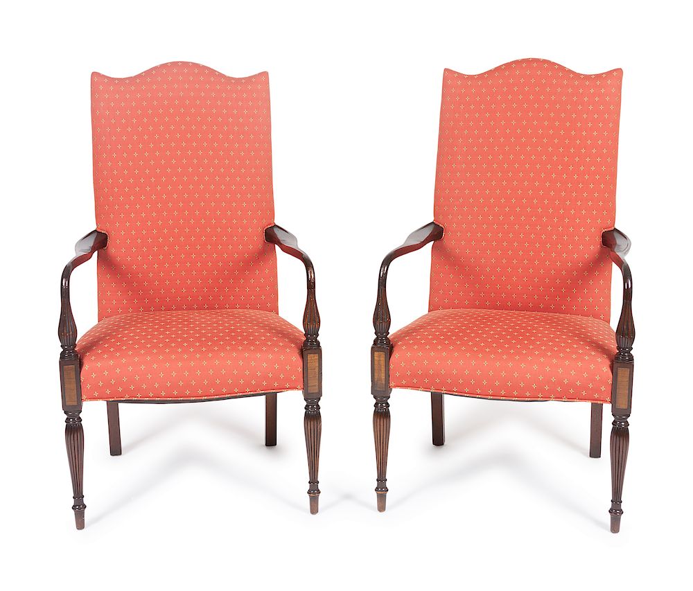 Appraisal: A Pair of American Sheraton Lolling Chairs Height x width