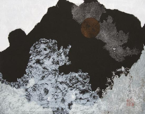 Appraisal: John Mason KirbyTwo monotypes with chine coll E-Scape I E-Scape