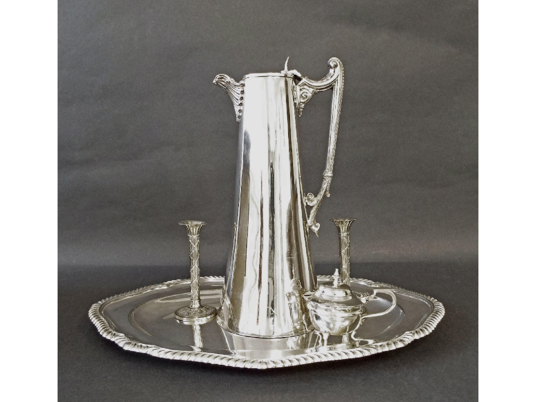 Appraisal: Collection of silver plate to include tapered Walker Hall lidded