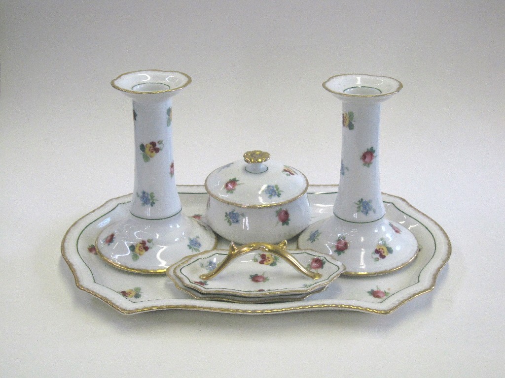 Appraisal: A Lanternier Co Limoges porcelain dressing table set with floral