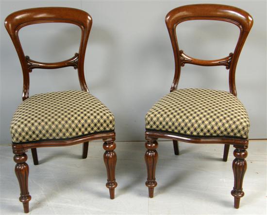 Appraisal: Set of six Victorian mahogany open back dining chairs with