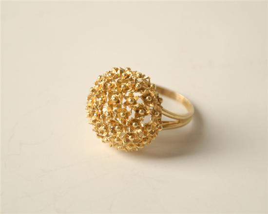 Appraisal: A Gold Dome Ring K tested yellow gold with a