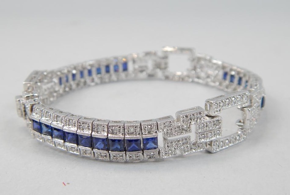 Appraisal: A ct white gold stone set bracelet blue and white