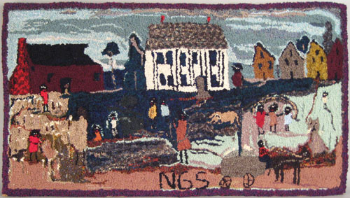 Appraisal: N Gertrude Scott hooked rug ca depicting a southern farm