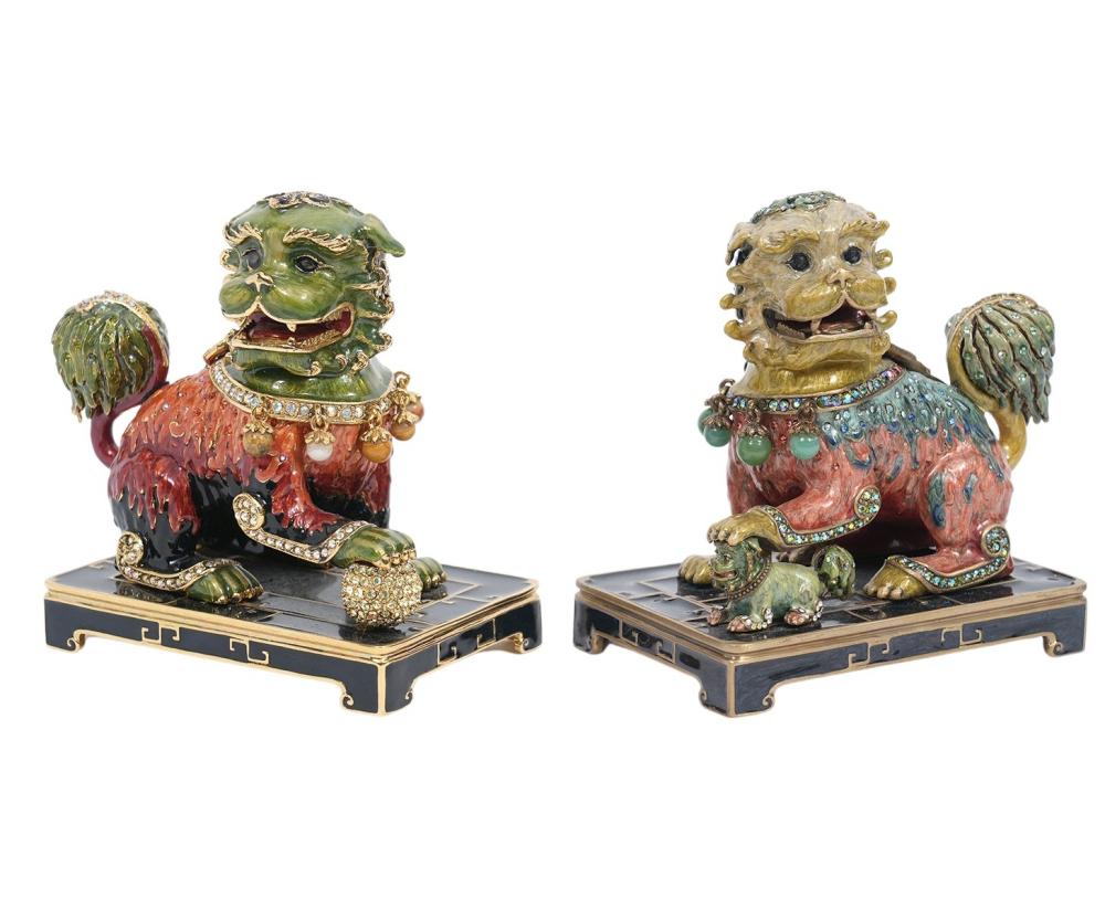 Appraisal: JAY STRONGWATER YIN YANG GUARDIAN LION FOO DOGSJay Strongwater American