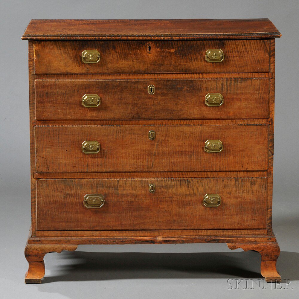 Appraisal: Chippendale Tiger Maple Chest of Drawers probably Massachusetts late th