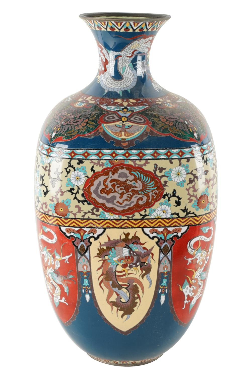 Appraisal: LARGE JAPANESE CLOISONNE VASEunmarked the flared round mouth over a