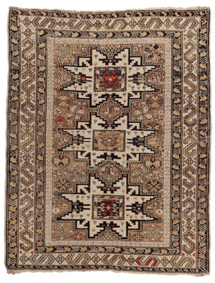 Appraisal: Shirvan Rug Caucasian finely woven three central medallions with geometric