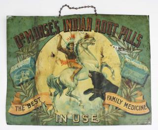 Appraisal: Dr Morse'S Indian Root Pills Tin Litho Advertising Sign Raised