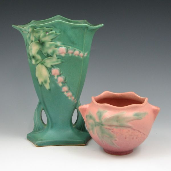 Appraisal: Two Roseville Bleeding Heart pieces including a - vase in