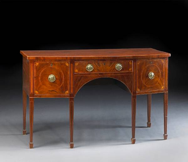 Appraisal: A George III inlaid mahogany sideboard last quarter th century