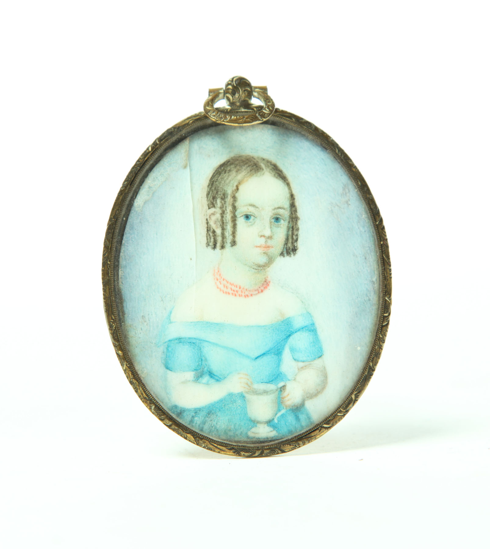 Appraisal: MINIATURE ON IVORY OF GIRL American or English early th