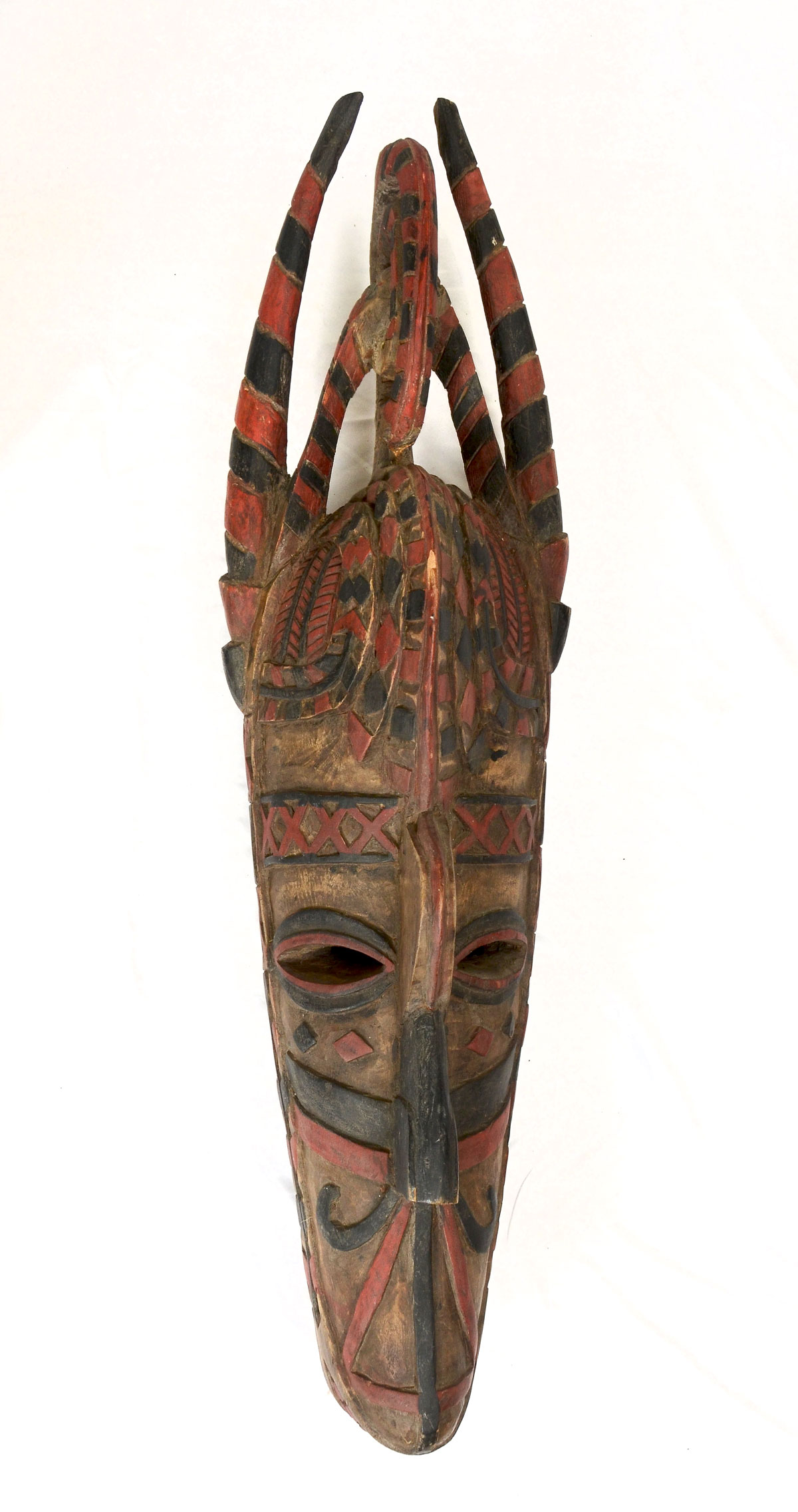 Appraisal: LARGE CARVED POLYCHROME AFRICAN BAGA CEREMONIAL MASK Large carved ceremonial