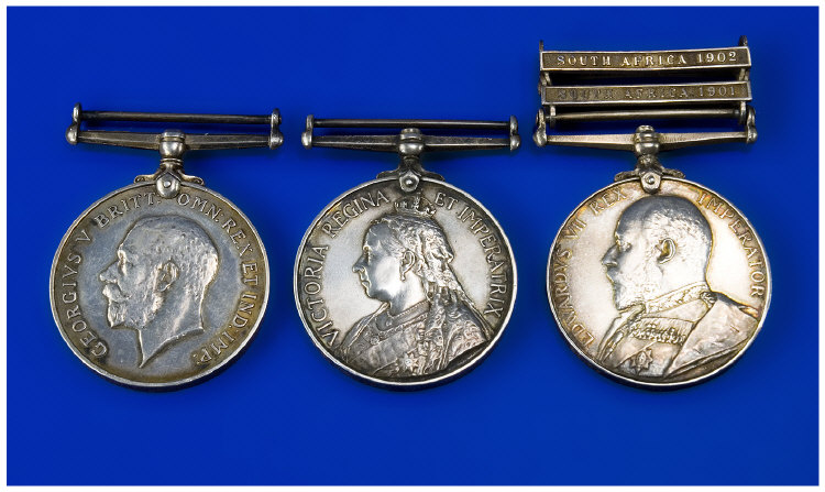 Appraisal: Three Military Medals Comprising Queens South Africa Medal Issued Pte