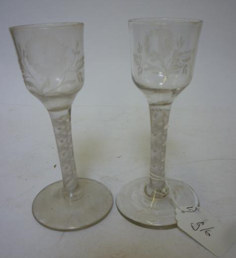 Appraisal: A PAIR OF WINE GLASSES in th century style the