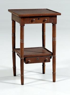 Appraisal: Federal two-drawer side table oak walnut and other mixed woods