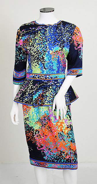 Appraisal: A s Leonard of Paris bright multi-coloured silk dress peplum