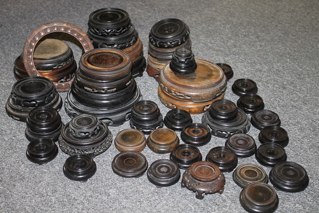 Appraisal: A COLLECTION OF CHINESE HARDWOOD PLATE STANDS various sizes