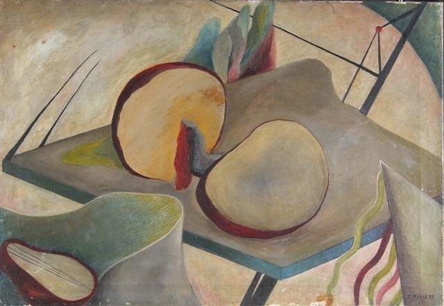 Appraisal: JAN FYVIE th Century A surrealist composition signed and dated