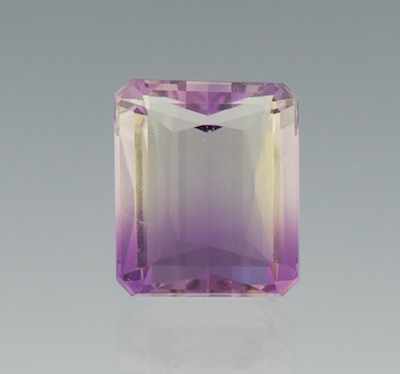 Appraisal: An Unmounted Purple and White Ametrine Emerald cut ametrine weighting