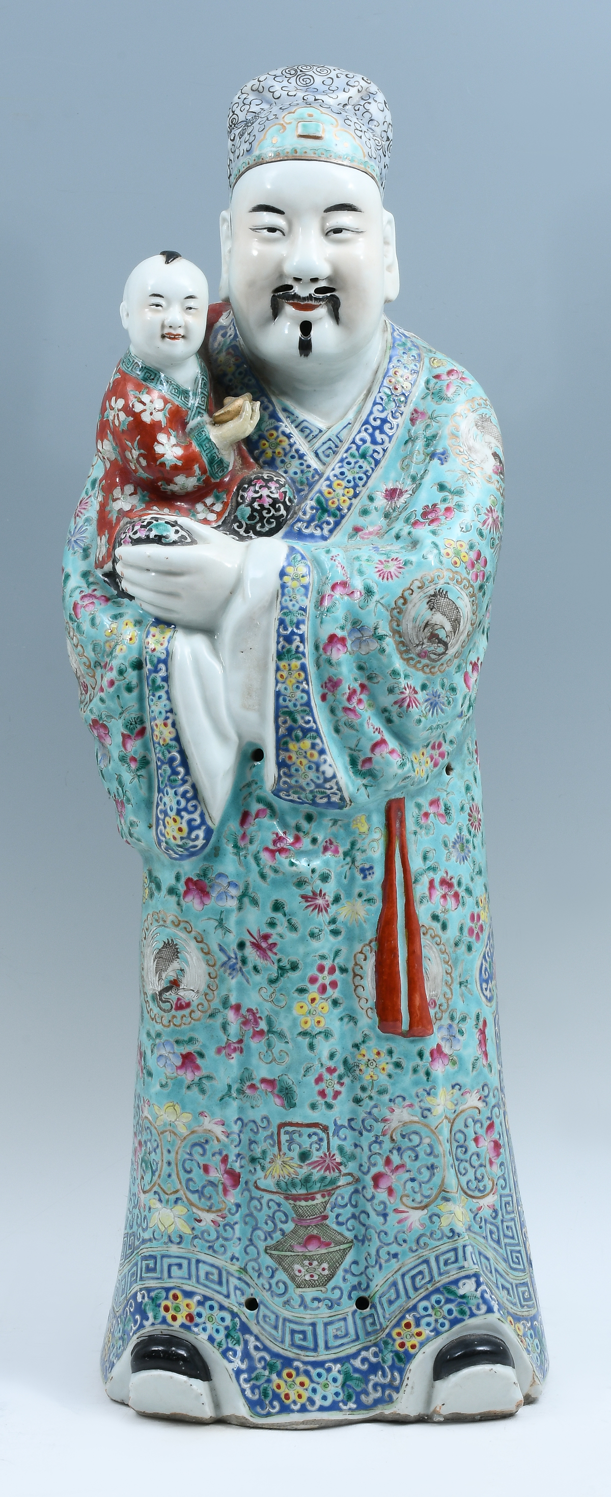 Appraisal: CHINESE FAMILLE ROSE WISE MAN WITH CHILD Large Chinese Famille