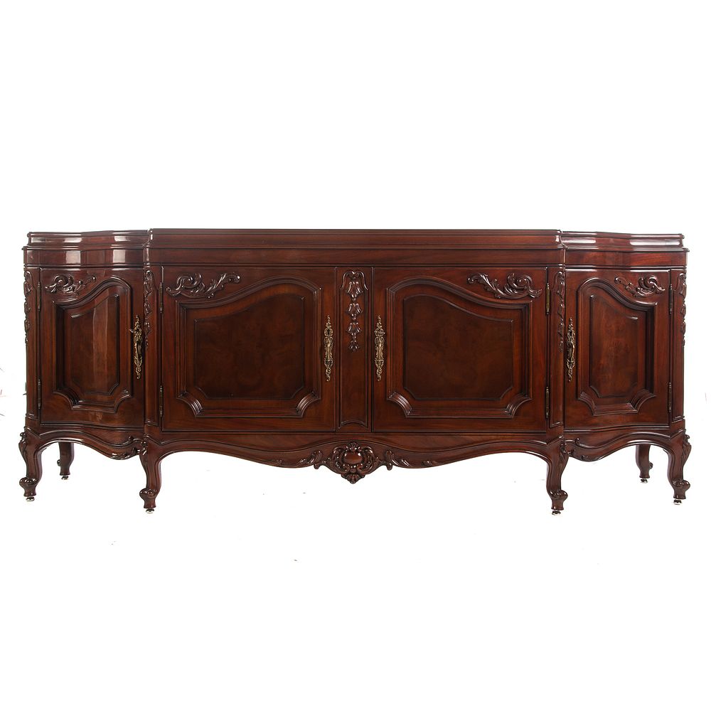 Appraisal: Karges Louis XV Mogano Walnut Buffet Credenza With bellflower and