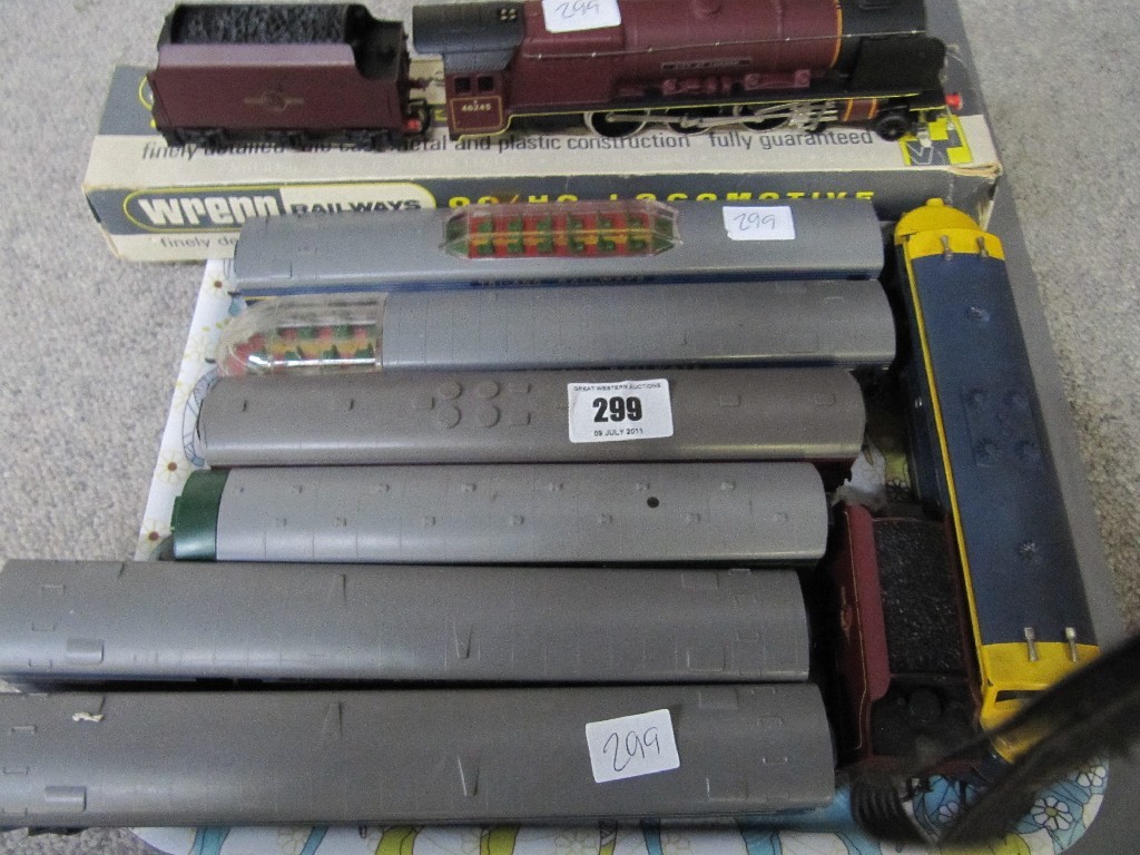 Appraisal: Lot comprising Wrenn engine tender with assorted carriages engines trucks