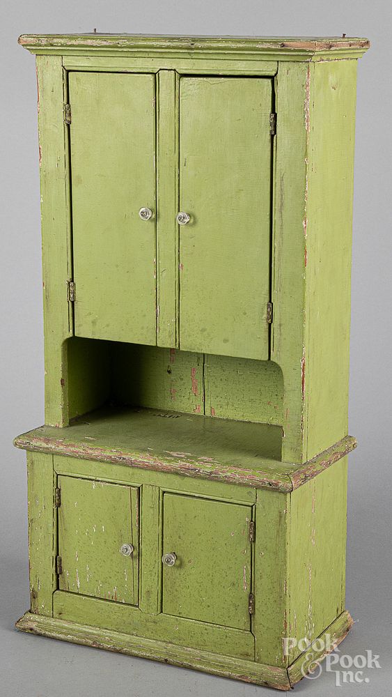 Appraisal: Child's painted step back doll cupboard Child's painted step back