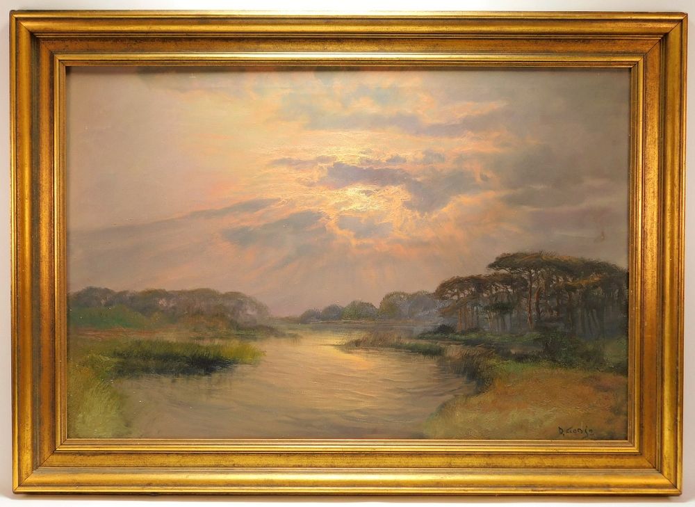 Appraisal: American Illuminated Florida Everglades Painting United States th Century Landscape