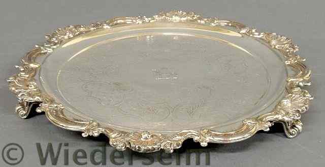 Appraisal: Chippendale style silverplate salver with a shell-form rim diam