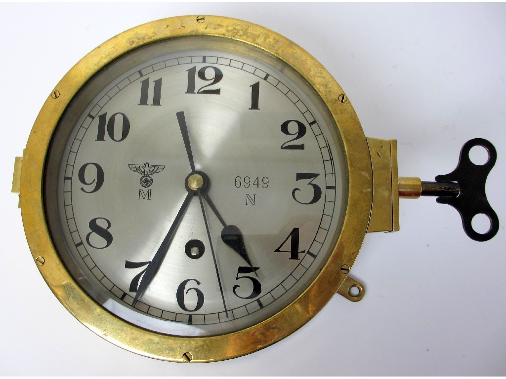 Appraisal: A German brass U boat submarine clock the silvered dial