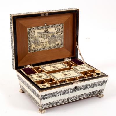 Appraisal: An early th Century Anglo Indian ivory work box with