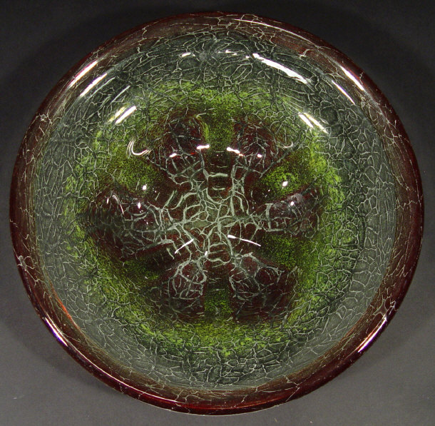 Appraisal: WMF Ikora Schaumglas bowl with blood red and green colouring