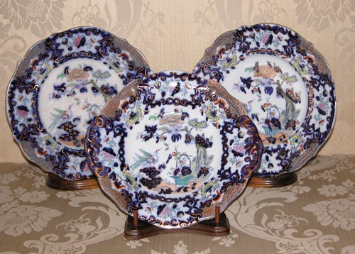 Appraisal: Title pc Ironstone partial dessert set with flow-blue decoration comprising