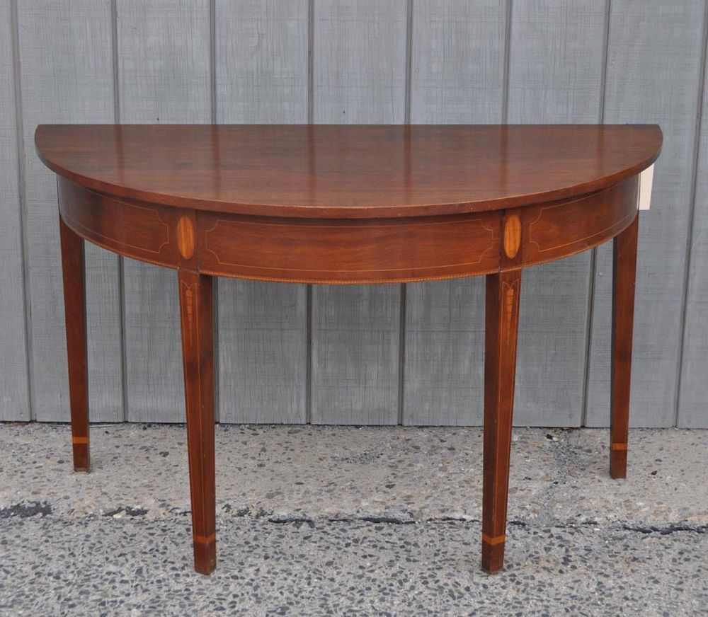 Appraisal: American Federal Inlaid Mahogany Console with oval and carrot icicle