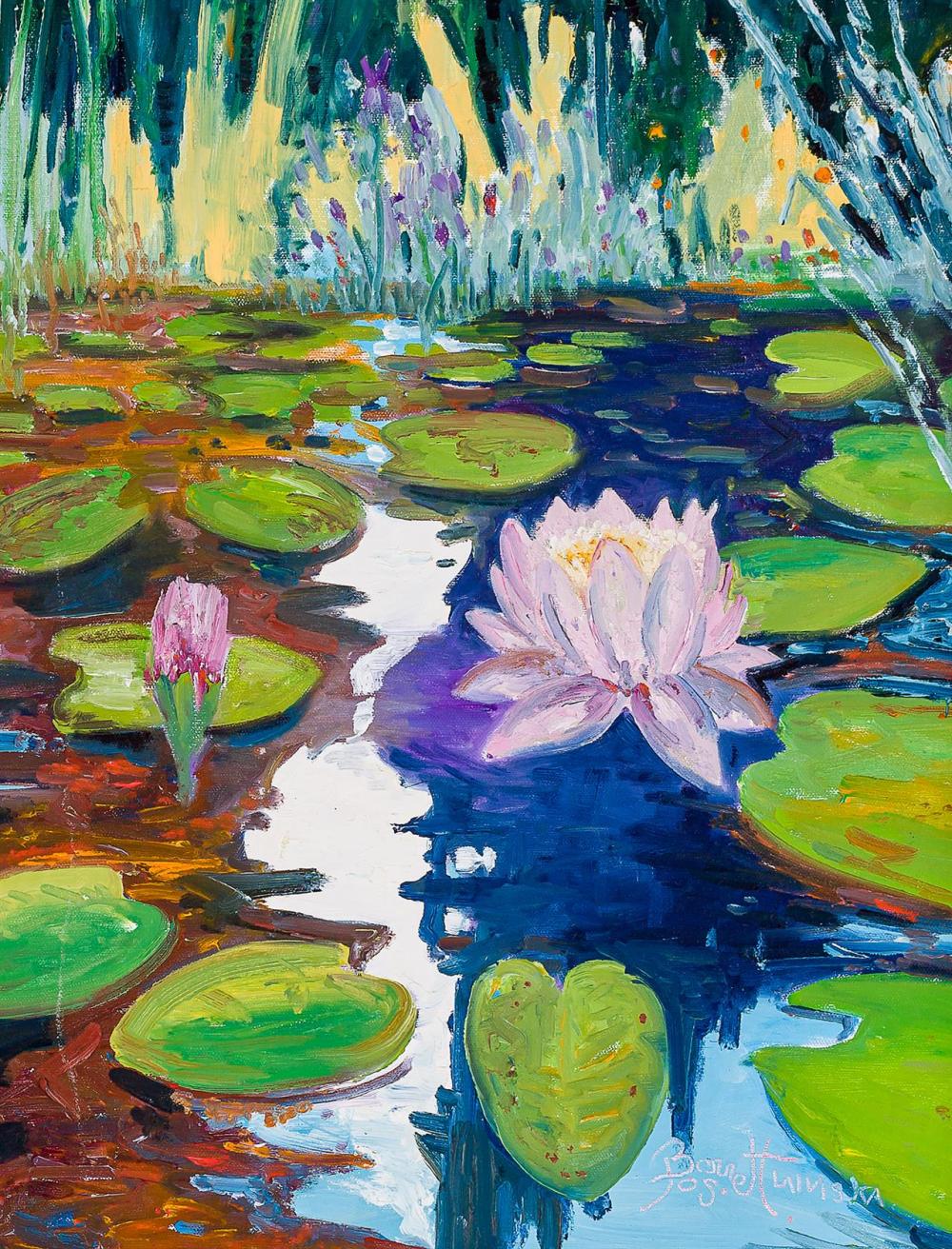 Appraisal: JOSEPH BARRETT American b Water Lillies oil on canvas signed