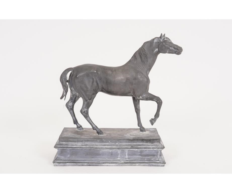 Appraisal: Lead sculpture of a stallion probably th c h x