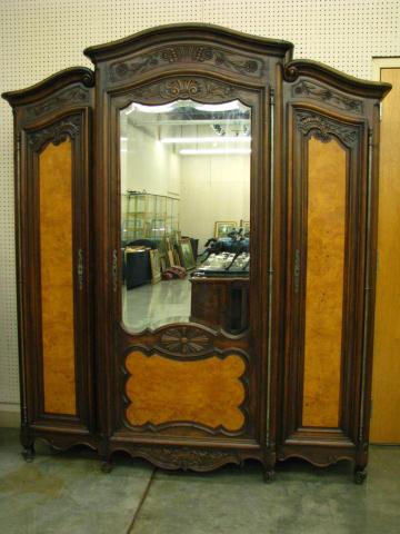 Appraisal: Three Piece French Style Armoire in Walnut with relief carved