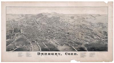 Appraisal: Danbury Connecticut lithograph bird's-eye view drawn and published by L