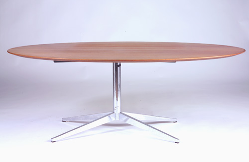 Appraisal: FLORENCE KNOLL KNOLL Conference table with oval teak top on