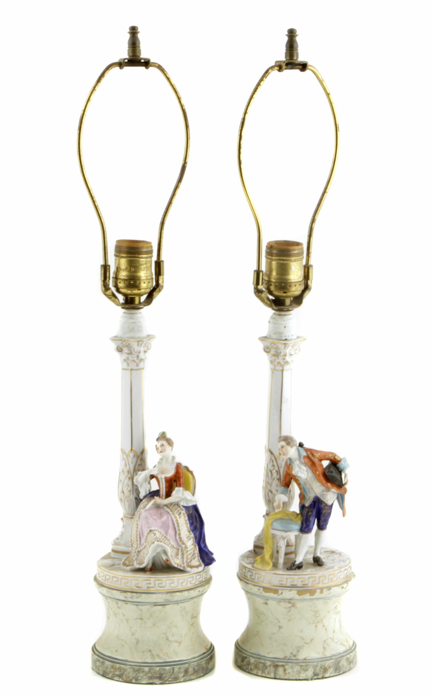 Appraisal: A pair of porcelain and faux marble table lamps height