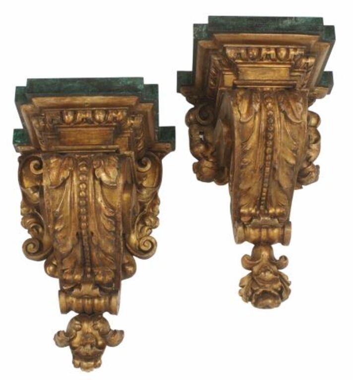 Appraisal: lot of Italian gilt wood wall brackets a near pair