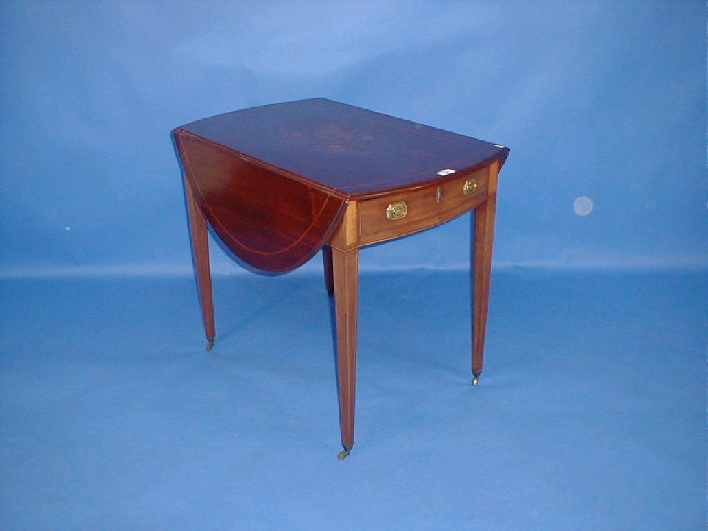 Appraisal: A thC mahogany Pembroke table with oval marquetry top with