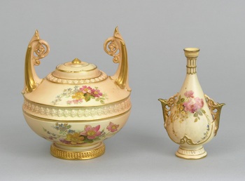 Appraisal: A Collection of Two Royal Worcester Blush Ivory Items A