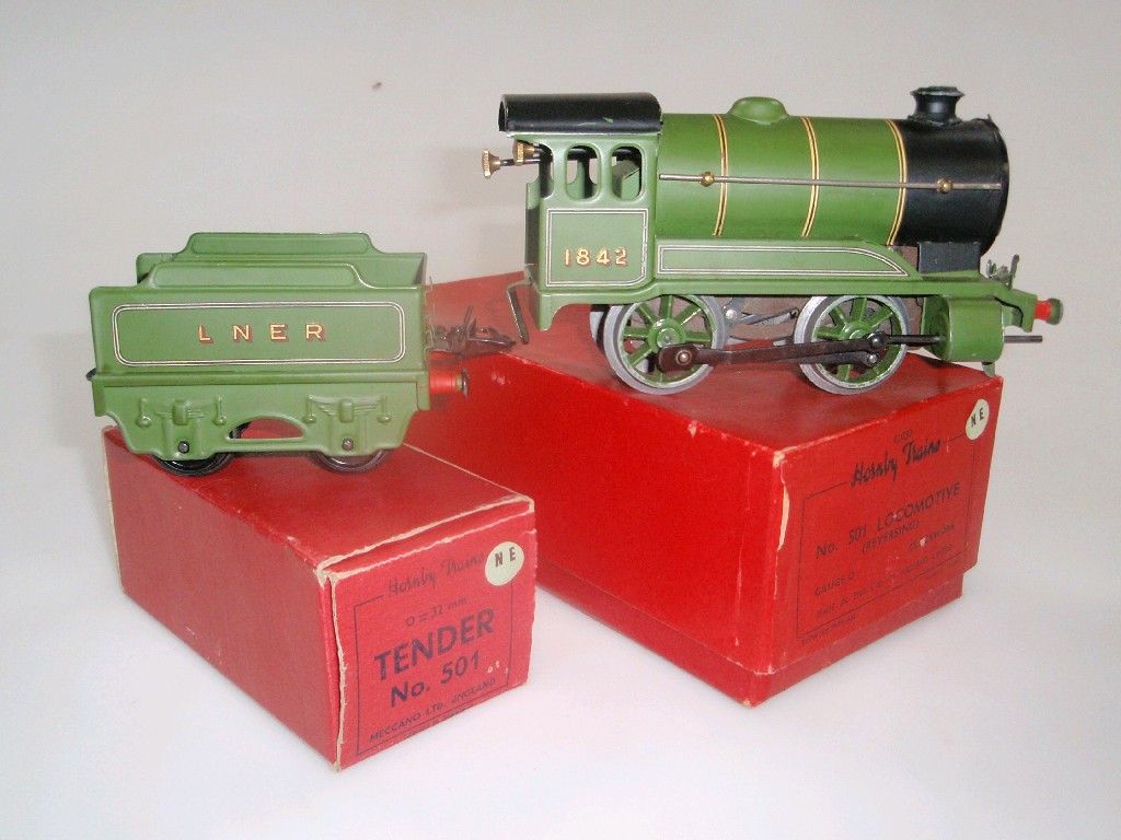 Appraisal: A Hornby O-gauge No Reversing locomotive and tender both boxed