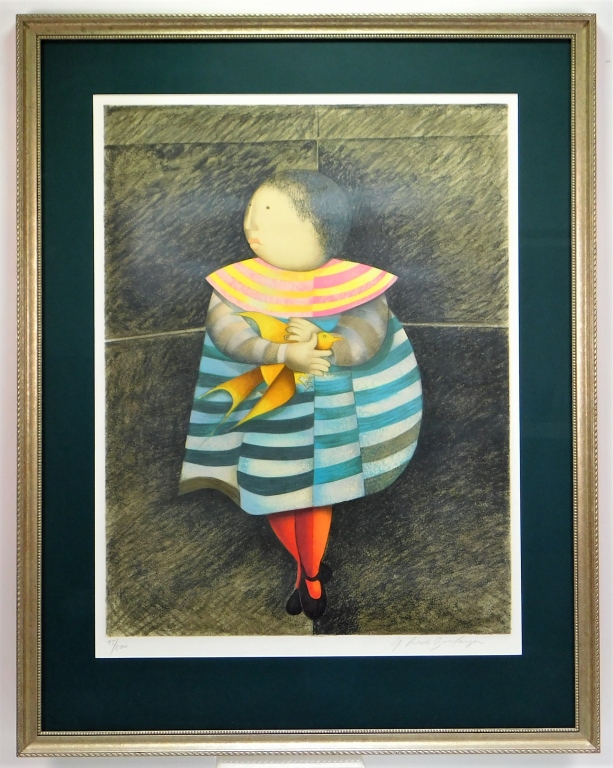 Appraisal: GRACIELA BOULANGER BIRD AND CHILD LITHOGRAPH Bolivia France b Depicts