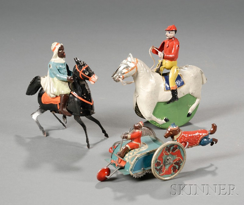 Appraisal: Three Tin Toys with Clockwork Mechanism Germany early th century