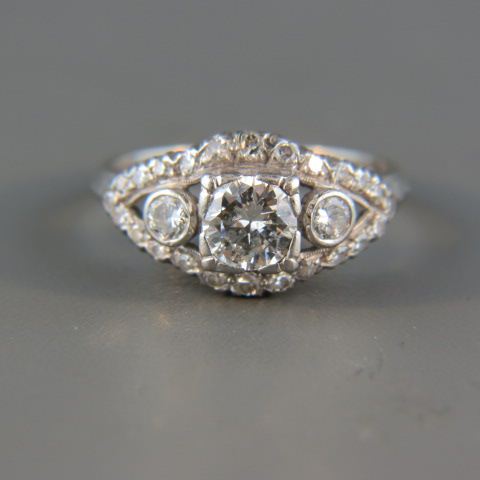 Appraisal: Platinum Diamond Ring carat center stone diamonds totaling carat with