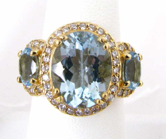 Appraisal: K White Gold Aquamarine and Diamond Ring size