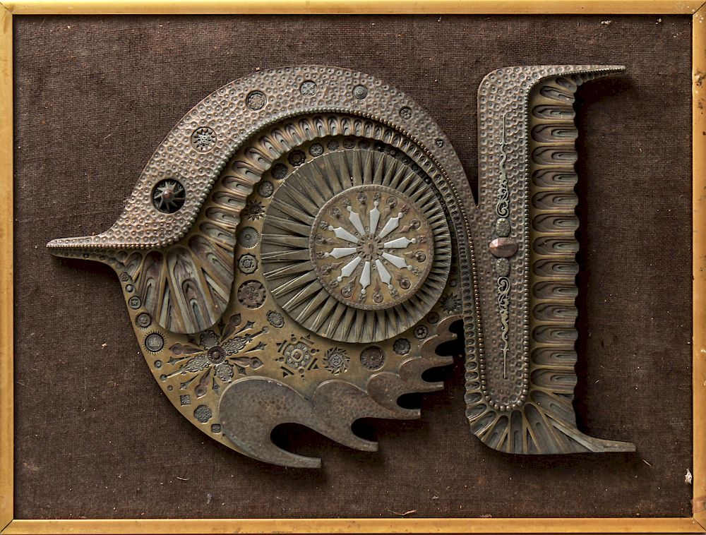 Appraisal: Giovanni Schoeman Abstract Metal Relief Sculpture Giovanni Schoeman South African